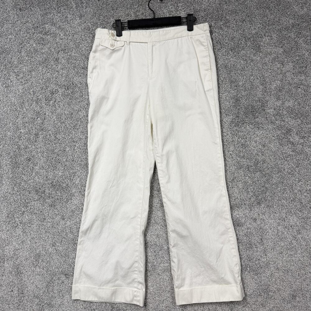 Ralph Lauren Golf Pants Womens 8 32x29 White Chino Cuffed Cotton Coastal Preppy.